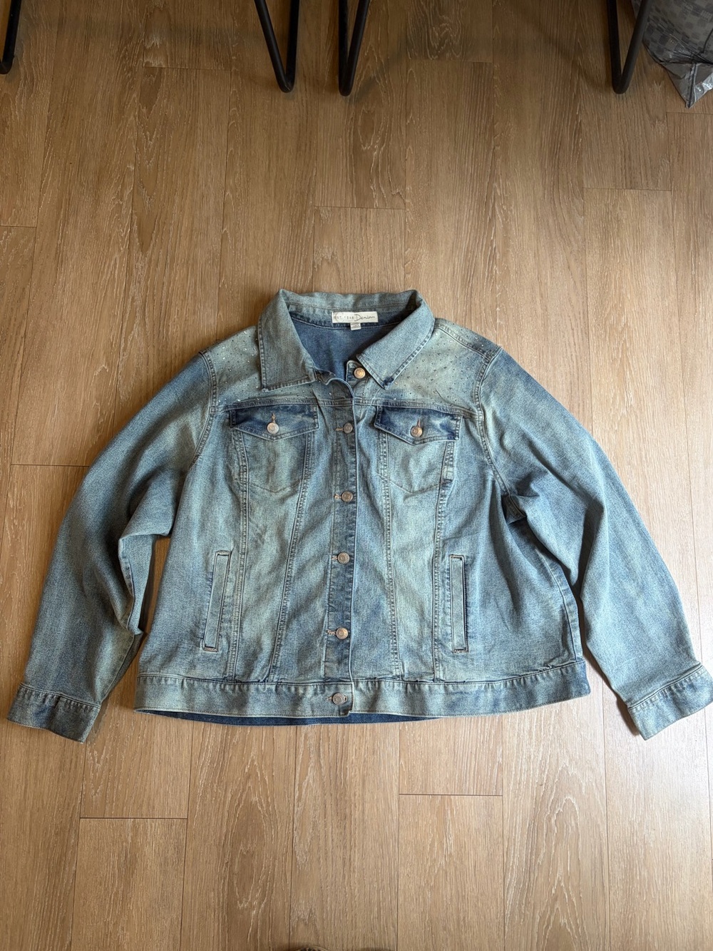 Classic Light Blue Denim Jacket w/ Silver Jewel Details